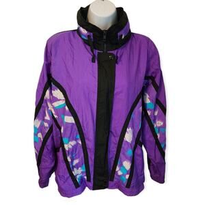 Vintage Coastal Images Purple Nylon Windbreaker Jacket Size Small